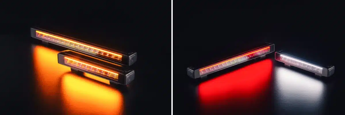 Low-profile LED work lamp on a vehicle